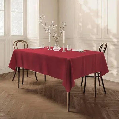 Productafbeelding van Onderhoudsvriendelijk Rechthoekig Tafelkleed van Polyester 140 x 240 cm - Effen Bordeauxrood