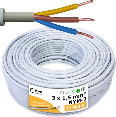 Produktbild von NYM-Kabel, 3x1,5mm², 10  Meter