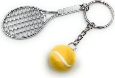Image de Onwomania Raquette de tennis Balle de tennis Porte-clés métal porte-bonheur en boîte cadeau alu, idéal pour offrir en cadeau