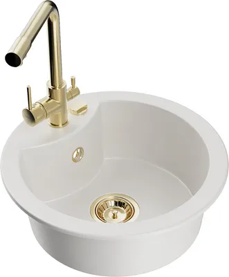 Produktbild von Mexen Diego 1-Becken-Granit-Spüle mit Mischbatterie Duero, Weiß - 6512-20-671600-50