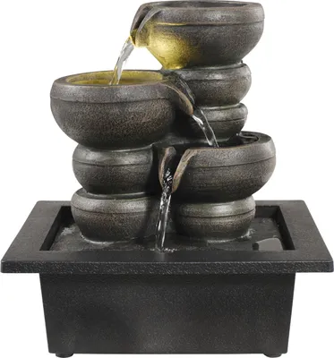 Produktbild von Kaskaden-Tischbrunnen mit LED Beleuchtung H25cm Zimmerbrunnen innen und außen