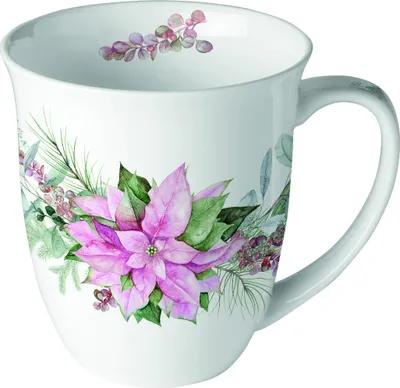 Produktbild von Porzellan-Becher 0,4 L - Pink poinsettia