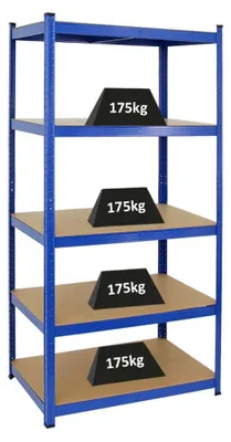 Image de Étagère de rangement pour charges lourdes - 180 x 90 x 60 cm - 875 kg - Bleu