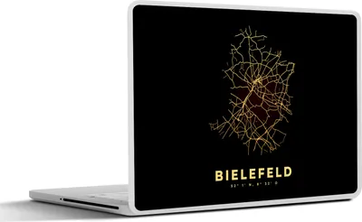 Produktbild von MuchoWow® Laptop Aufkleber Sticker Cover Bielefeld - Gold - Karte - Stadtplan 30x22 cm - Laptop-Sticker