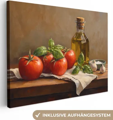 Obrázek produktu pro Dekorace na zeď 80x60 cm - Zátiší - rajčata, plátno obrazy obývací pokoj