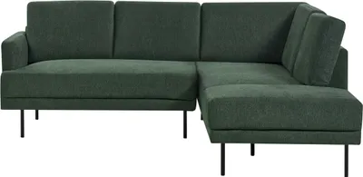 Produktbild von BELIANI Ecksofa Dunkelgrün Stoff Linksseitig 4-Sitzer Sofa mit Schwarzen Metallfüßen Glamour Modern Wohnzimmer Büro Arbeitszimmer Wohnküche Esszimmer