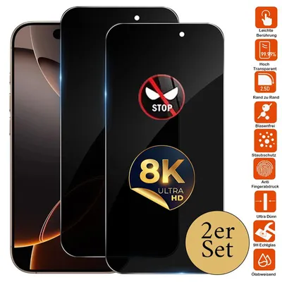Produktbild von 2X iPhone 15 Pro Privacy Schutzglas