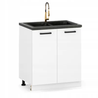 Produktbild von ULWEHOME | Spülenunterschrank 80 cm Weiß matt, Küchenunterschrank mit 2 Türen, Spülenschrank für Küche ohne Spüle und Arbeitsplatte