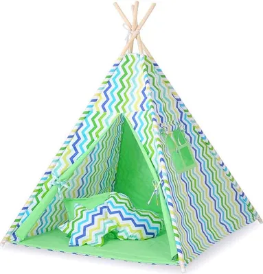 Productafbeelding van Tipi-tent voor kinderen - Speeltent - Lichtgewicht en opvouwbaar, katoen en hout, inclusief kussens