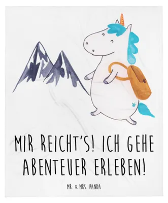 Produktbild von Mr. & Mrs. Panda Bettdecke Einhorn Bergsteiger - Weiß - Geschenk, Sofaüberwurf, Tagesdecke, Weltenbummler, Unicorn, Urlaub, Reisen, Plaid, Wohndecke, Kuscheldecke