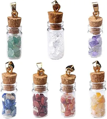 Immagine prodotto di Set di pietre curative - 7 pezzi - Pietre preziose - Meditazione - Bottiglie dei desideri - Decorazione per la casa