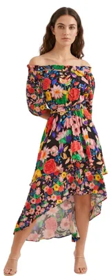 Produktbild von Desigual Damen Ailea asymmetrisches geblümtes Kleid XS