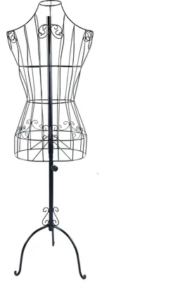 Produktbild von Schneiderbüste - Damen-Oberkörper aus Metalldraht - Vintage - Höhenverstellbar 140–170 cm - Schulterbreite 32 cm - Taille 19 cm - Hals 10,5 cm