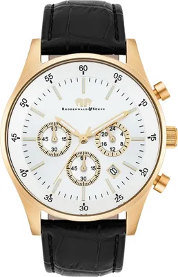Produktbild von Rhodenwald   Söhne Armband-Uhr Goodwill Gelbgold Echtleder Schwarz 10010072