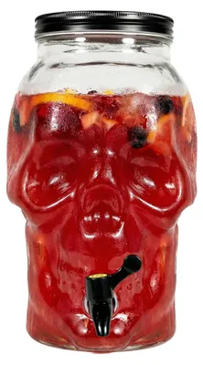 Produktbild von Totenkopf Getränkespender 5L mit Zapfhahn – Skull Glas Dispenser Bar Zubehör – Halloween Deko Fasching Karneval Mottoparty