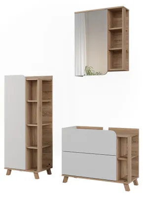 Image de Meubles bain Vicco Karen Blanc/Sonoma 3 pièces, Model 65844