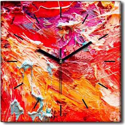 Produktbild von Coloray Uhr auf Leinwand 30x30 cm Wand Uhr Dekoration Wohnzimmer Segeltuch schwarze Hände -Kunst Abstraktion.