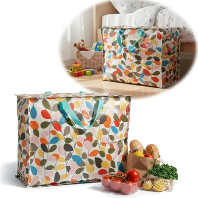 Produktbild von LS-LebenStil XXL Jumbo Bag Vintage Ivy Blumen 55cm faltbar Kunstsoff Einkaufstasche Unterbettkommode Aufbewahrungstasche Kleidung Bettdecken Kissen