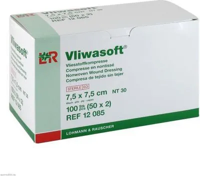 Zdjęcie produktu dla Vliwasoft kompresy włókninowe jałowe 7,5x7,5 cm 6l. 50X2 szt