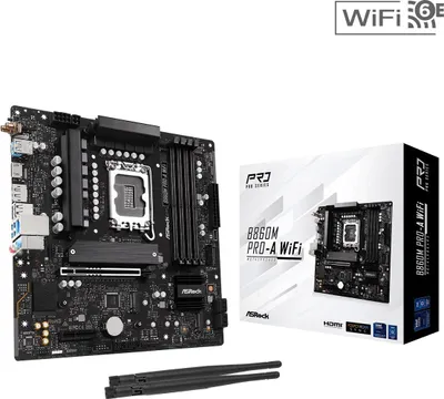 Produktbild von Asrock B860M Pro-A WiFi, Intel, LGA 1851 (Socket V1), DDR5-SDRAM, 256 GB, DIMM, Zweikanalig