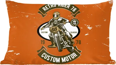 Produktbild von MuchoWow® Zierkissen Sofakissen Wohnzimmer Dekokissen 50x30 cm Motorrad - Retro - Zitat - Wohnzimmerdekoration - Polster mit Photo