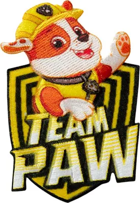Produktbild von Paw Patrol © Team Paw Rubble - Aufnäher / Bügelbild / Aufbügler / Applikationen / Zum Aufbügeln / Applikation, Größe: 7,3 x 4,5 cm