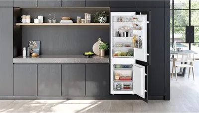 Image de Réfrigérateur combiné intégrable à glissières 267l blanc - Siemens - KI86VNSE0 -