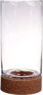 Produktbild von INNA-Glas Windlicht Glas Berro mit Korkboden, klar, 30cm, Ø15cm - Glasvase/Design Vase