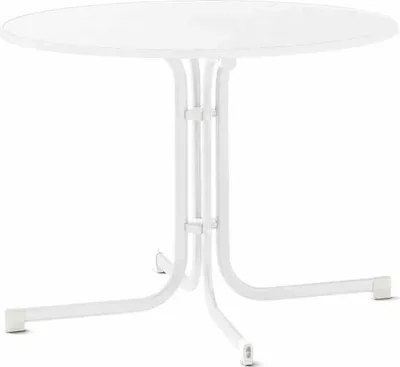 Produktbild von Tisch 136/W 100 cm weiß Gestell aus Stahl in weiß, Tischplatte aus Mecalit®-Pro in weiß