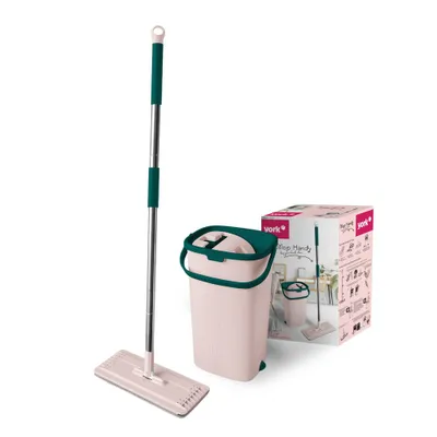 Obrázok produktu pre Plochý mop s vedrom a žmýkačkou, skladacia rukoväť HANDY - YORK - CLEAN HOUSE
