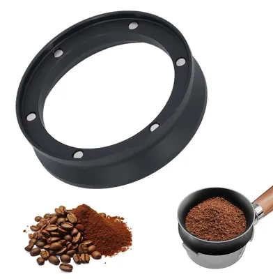 Productafbeelding van Koffiedoseerring - Magnetische espresso-doseertrechter van aluminium - Voor nauwkeurig afwegen - 58 mm, zwart