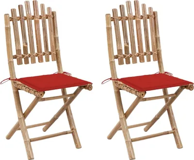 Produktbild von Möbel Klappbare Gartenstühle 2 Stk. mit Kissen Bambus - Gartenstühle 3063993