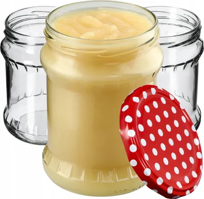 Obrázek produktu pro KADAX zavařovací sklenice s víčkem "Kisko", zavařovací sklenice, zavařovací sklenice, 500 ml, červené tečkované, 24 kusů