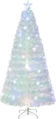 Obrázok produktu pre 210 cm biely umelý vianočný stromček s LED svetlami