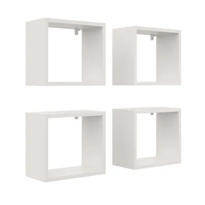 Image de Étagères murales blanches, lot de 4 – Étagères cubiques suspendues – Étagère murale moderne 33 x 30 cm – Étagères cubiques pour le salon, la chambre d'enfant et la chambre à coucher