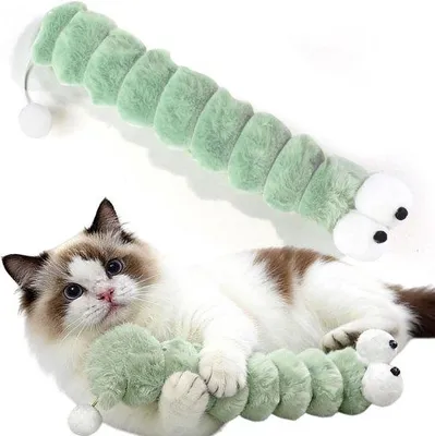 Imagen del producto de Juguete interactivo para gatos: juguete para morder, color verde, 37 x 6 cm