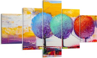 Produktbild von Bild auf Leinwand - Leinwandbild - Bäume Wiese Sommer - 125x70cm - Wand Bild - Wanddeko - Leinwanddruck - Bilder - Kunstdruck - Wanddekoration - Leinwand bilder - Wandkunst - EA125x70-4110