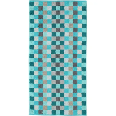 Produktbild von Cawö - Frottier Handtücher in versch. Größen, Unique Karo (942) , Farbe:Türkis (44), Größe:6 Gästetücher (30x50 cm)