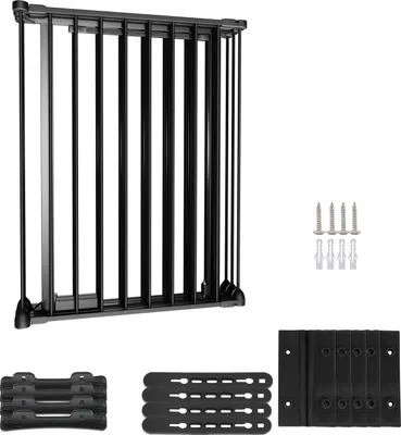 Immagine prodotto di TolleTour Cancelletto di sicurezza per caminetto con porta Cancelletto di sicurezza per stufa in metallo Cancelletto di sicurezza per box Cancelletto di sicurezza per animali Cancelletto di sicurezza per porta per la sicurezza dei bambini, lunghezza 300 cm，Nero