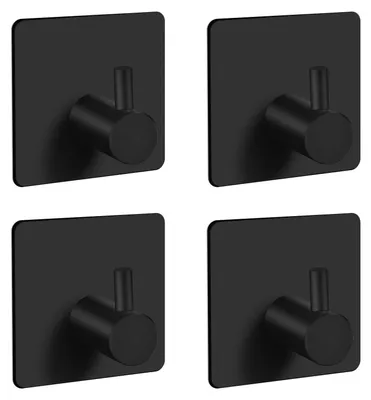 Immagine prodotto di Omgoods - Ganci adesivi in acciaio inossidabile nero, 4 pezzi, per bagno e cucina