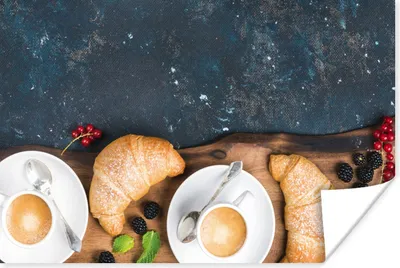 Produktbild von MuchoWow® Poster Croissant - Obst - Kaffee - Küche 90x60 cm - Schlafzimmer