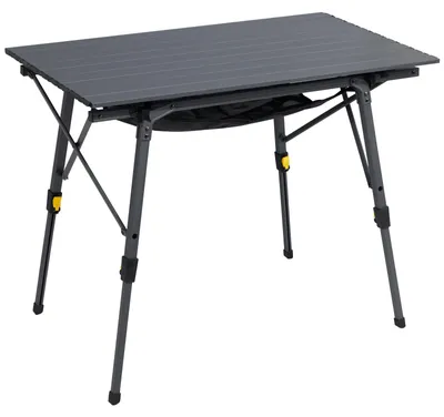 Imagen del producto de Mesa plegable para camping, con altura ajustable, de 90 x 53 cm, de aluminio, para 4 personas, ideal para jardín y picnics