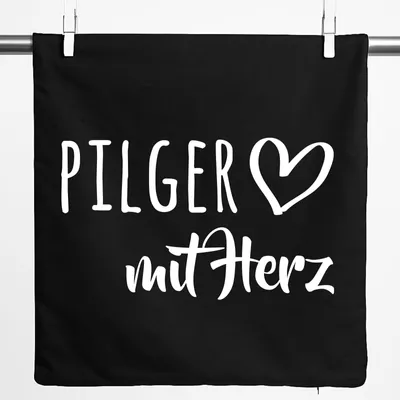 Produktbild von Huuraa Kissenbezug Pilger mit Herz 40x40cm Black Baumwolle Dekokissenbezug Geschenkidee