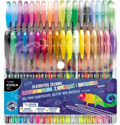 Image de Stylos gel pailletés, fluo et métalliques 36 couleurs Kidea