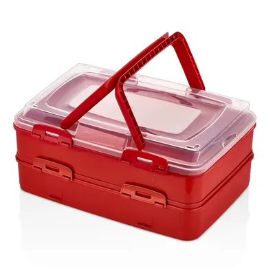 Produktbild von Herzberg Duplex-Gebäck-Tragebox zum Mitnehmen Red