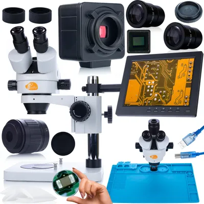 Obrázek produktu pro Rosfix Sada Mikroskopu Mercury pro MSMP-T-PS1 + Kamera Crux PRO KMCP HDMI USB + 56xLED Osvětlovač + Silikonová Podložka 480x320mm + Držák s 8" Displej