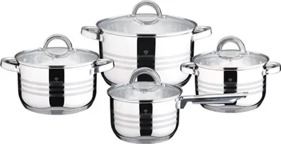 Produktbild von Edelstahl Koch Topf Set Geschirr 8-tlg. Gourmet-Linie BLAUMANN BL-3115