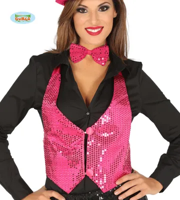 Immagine prodotto di gilet in paillettes rosa da donna taglia M/L