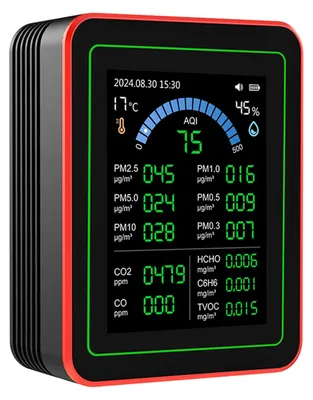 Luftqualitätsmesser CO2, TVOC, HCHO, PM2.5, PM10, Temperatur, Feuchte