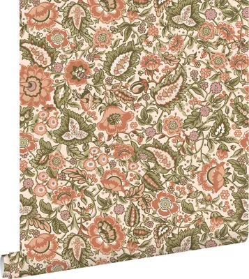 Obrázek produktu pro ESTAhome tapeta květinový vzor zelená a terakota 50 x 900 cm